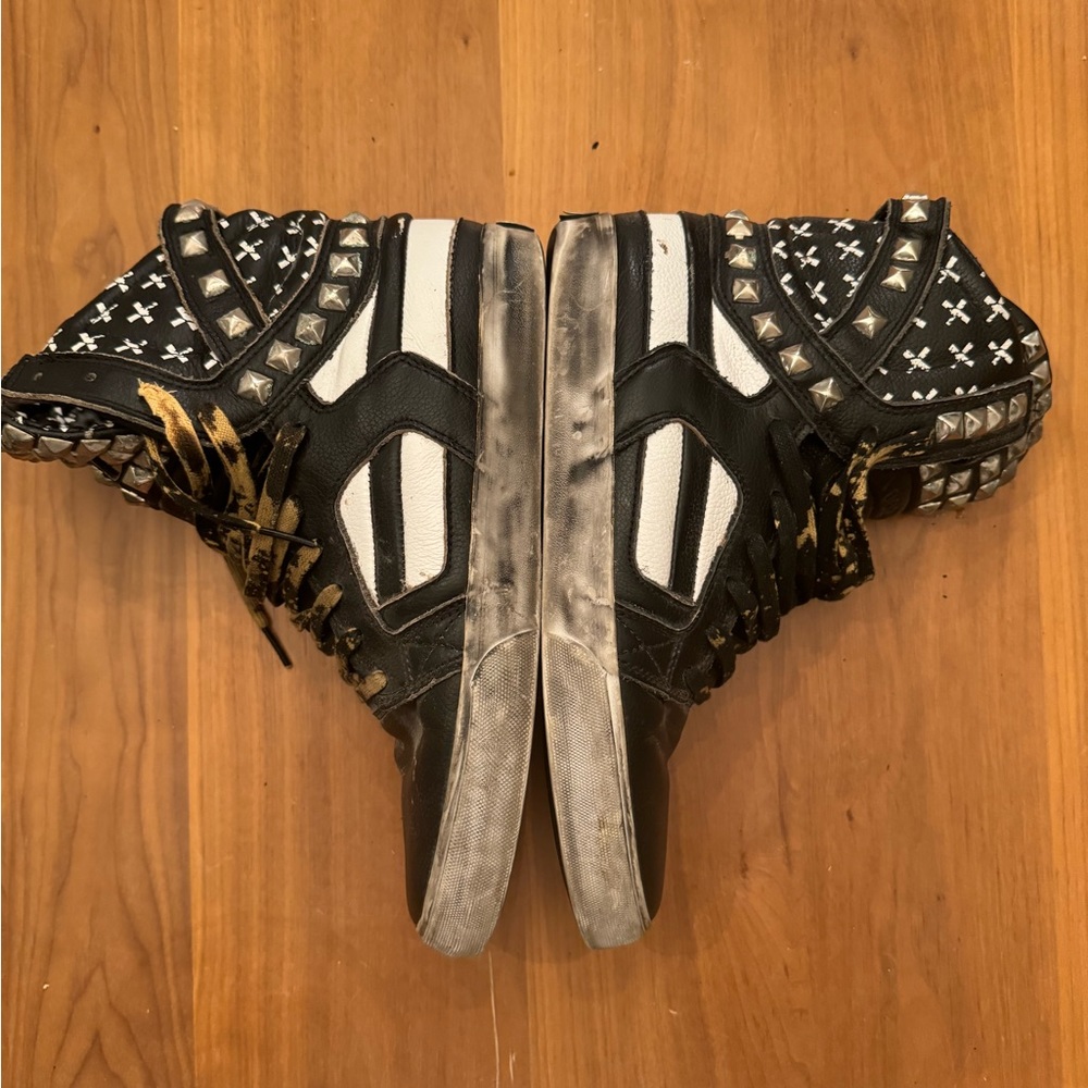 Vintage 2011 SUPRA Muska SkyTop 2 Black Flags distressed custom Studded … - Picture 4 of 9